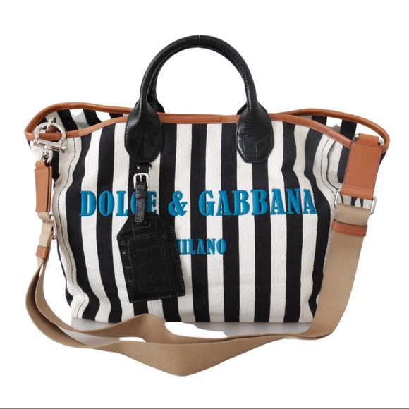 DOLCE & GABBANA Borse Striped Cotton Shopping Tote - Picture 8 of 8